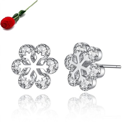 MYKI Elegant Royal Look Zircon Stud Earring For Women & Girls with Rose Box Packaging Cubic Zirconia Stainless Steel Stud Earring