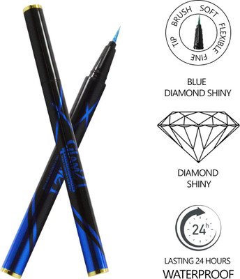 Glam21 Art Diamond Shiny Eyeliner EY104-Blue with Kajal 2.5 ml(Blue)