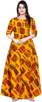 SILVER ORGANISATION Flared/A-line Gown(Yellow)