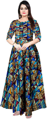 SILVER ORGANISATION Flared/A-line Gown(Blue)