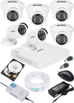 HIKVISION HIKVISION 1MP HD 8 CHANNAL DVR DS-7A04HGHI-F1 & 4Pcs DOME 1080p DS-2CD5ADOT-IP 2Pcs BULLET 1080p DS-2CE1ADOT-IP 2PCS COMBO KIT Security Camera(6 TB, 8 Channel)
