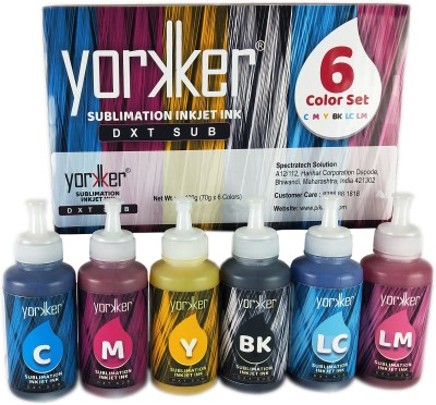 Yorkker Sublimation Ink DXT SUB for Heat Transfer Printing on Mugs, Mobile Cases, Polyester T-Shirts etc Suitable for Epson Printers L800, L1800, L805, L850, L810 (6 Color X 70g CYM BK LC LM) Tri-Color Ink Bottle