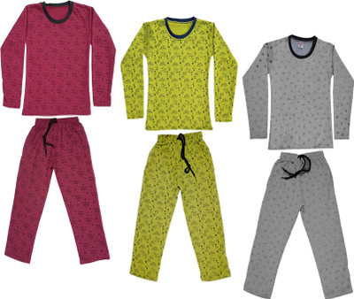 IndiWeaves Girls Casual T-shirt Track Pants(Grey)