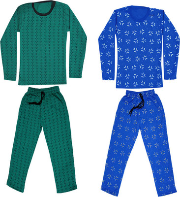 KAVYA Girls Casual T-shirt Track Pants(Blue)