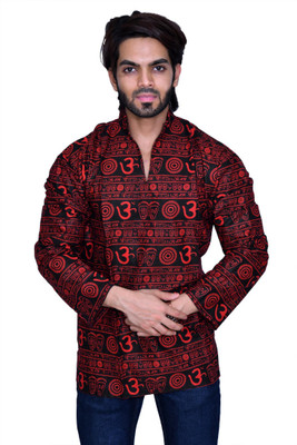 BALAJI GARMENTS Men Printed Straight Kurta(Red)