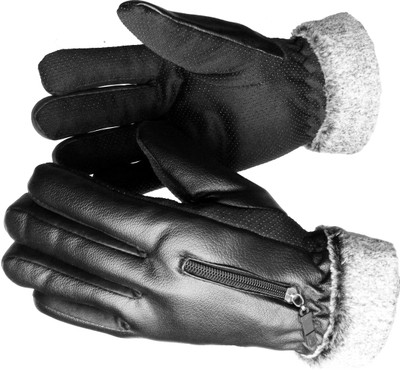 AlexVyan Snow Proof Warm Winter Gloves Cycling Bike Motorcycle Men Women Protective Riding Gloves(Black)