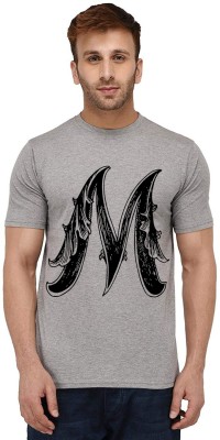 Aseria Printed Men Round Neck Grey T-Shirt