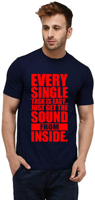 Aseria Printed Men Round Neck Dark Blue T-Shirt