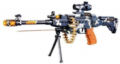 APB TRADERS Musical Combat Mission Gun for Army with Flashing Lights and Laser Light for Kids Guns & Darts(Black)