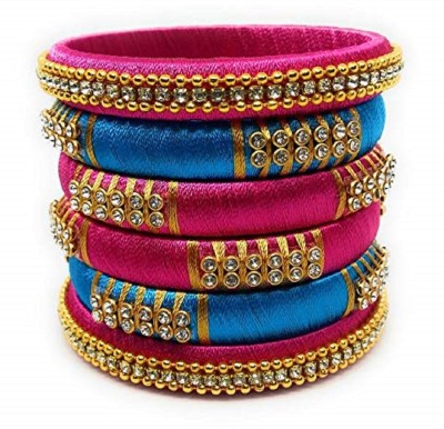 Siraka Fabric, Dori, Plastic Bangle(Pack of 6)