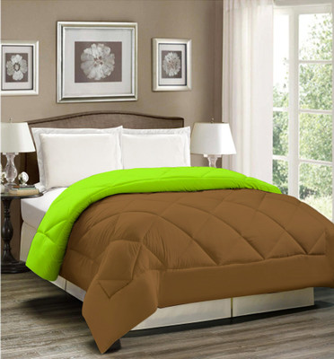 AVI Solid Single Comforter for  Mild Winter(Polyester, Brown-Mint Green)