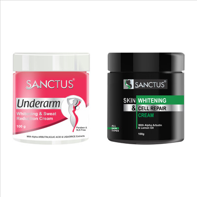 SANCTUS Underarm Whitening & Sweat Reduction Cream & Advanced Skin Whitening & Cell Repair Cream Combo (100gm+100gm)(2 Items in the set)
