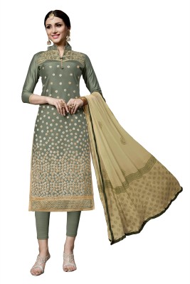 DnVeens Cotton Blend Embroidered Salwar Suit Material