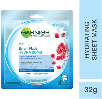 Garnier Skin Naturals, Hydra Bomb, Face Serum Sheet Mask (Blue)(32 g)