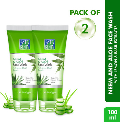 ASTABERRY Neem & Aloe  100ml (Pack of 2) Clear Pimples Face Wash(200 ml)