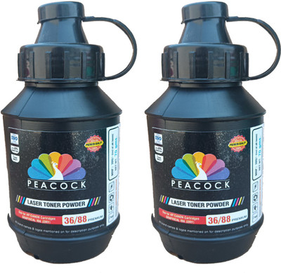 Peacock 36/88A PREMIUM Toner Powder Pack Of 2 Bottles Use In 36A/35A/278/388/925 etc Black Ink Toner Powder