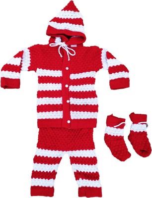 Mom And Son Baby Boys & Baby Girls Casual Sweater Pyjama(Red)