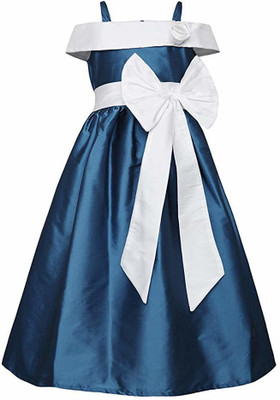 KITTOO Midi/Knee Length Party Dress(Blue, Short Sleeve)