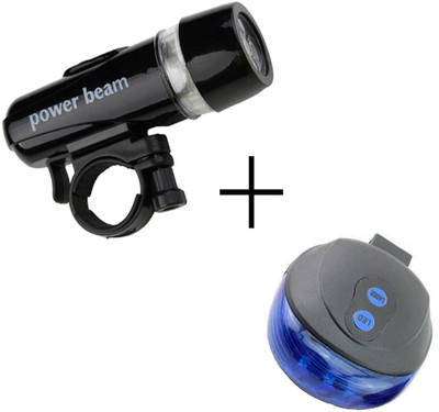 Nema Bicycle Rear Light and 5 LED Power Beam Front Head Light - Blue LED Rear Break Light(Black, Grey)