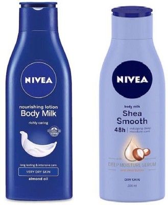 NIVEA Body Lotion ( Shea Smooth + Body Milk ) Deep Moisture Serum(400 ml)