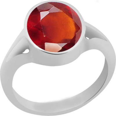 MEGHA COLLECTION ruby 3cts or 3.25ratti Adjustable Ring Alloy Ruby Silver Plated Ring