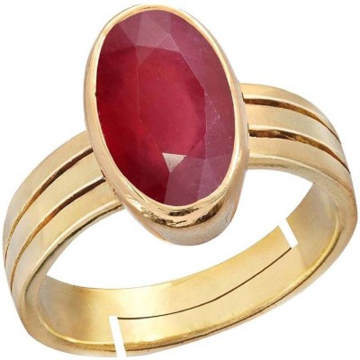 MEGHA COLLECTION ruby 3cts or 3.25ratti Adjustable Ring Alloy Ruby Silver Plated Ring