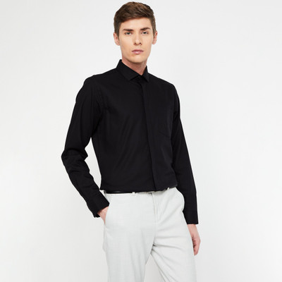 CODE by Lifestyle Men Self Design Formal Black Shirt