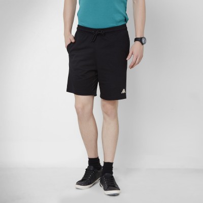 Kappa Self Design Men Black Regular Shorts