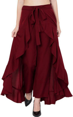 Aisa Fashion Flared Women Maroon Trousers