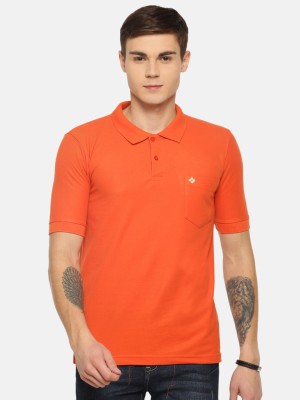 Dollar Solid Men Polo Neck Orange T-Shirt