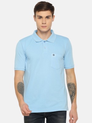 Dollar Solid Men Polo Neck Light Blue T-Shirt