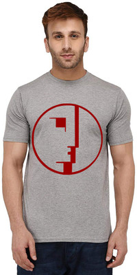 Aseria Printed Men Round Neck Grey T-Shirt