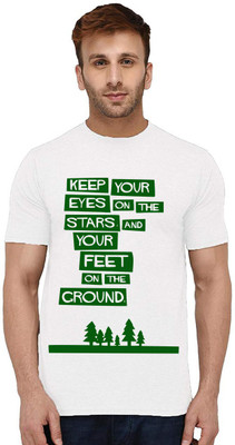 Aseria Printed Men Round Neck White T-Shirt