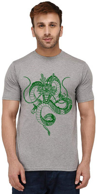 Aseria Graphic Print Men Round Neck Grey T-Shirt