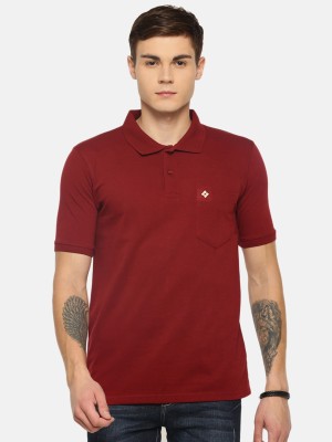 Dollar Solid Men Polo Neck Maroon T-Shirt