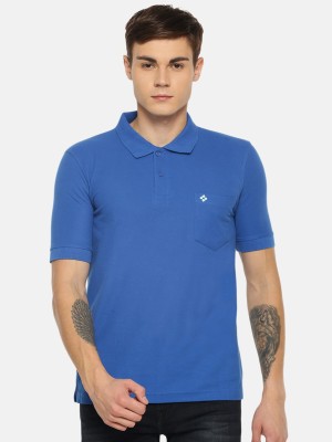 Dollar Solid Men Polo Neck Blue T-Shirt