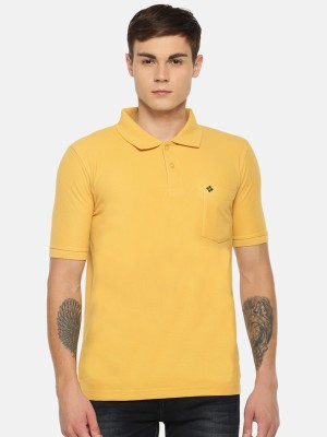 Dollar Solid Men Polo Neck Gold T-Shirt