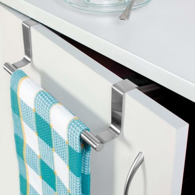 TAPUJI Stainless Steel Towel Holder Cabinet Hanger Over Door Kitchen Hook Drawer Storage (Small) Steel Towel Holder(Stainless Steel)