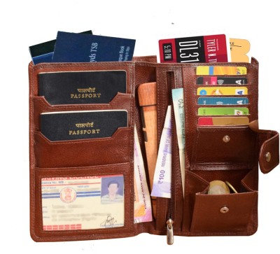ABYS Men Maroon Genuine Leather Wrist Wallet(13 Card Slots)