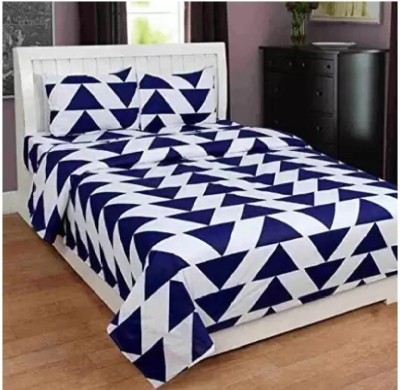 Home Readiness 185 TC Polycotton Double Geometric Flat Bedsheet(Pack of 1, Blue)