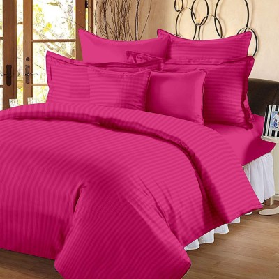 TUNDWAL'S 210 TC Polycotton Single Striped Flat Bedsheet(Pack of 1, Dark Pink)