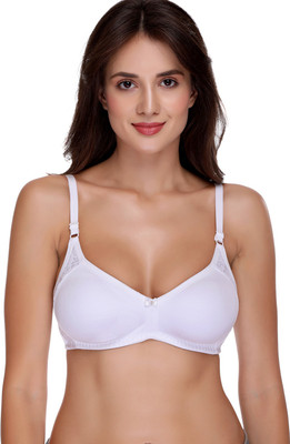 SONA M1005 Women's Cotton Rich Solid Non-Padded Full Cup Wire Free T-Shirt Bra Women T-Shirt Non Padded Bra(White)
