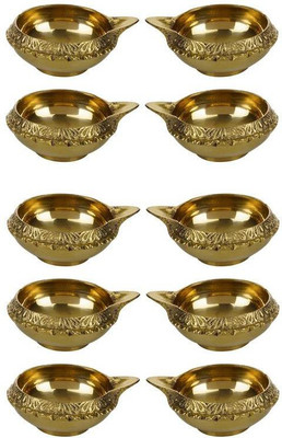 SH RETAIL Brass (Pack of 10) Table Diya Set(Height: 6.5 cm)