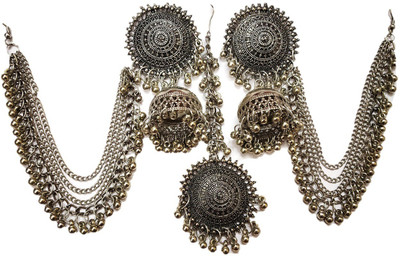 KANDK KREATION Oxidised Silver Gold-plated Silver Jewellery Set(Pack of 1)
