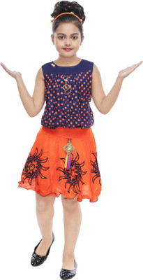 Fashionista Girls Party(Festive) Top Skirt(Orange)