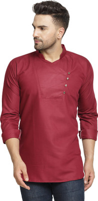 ABH Lifestyle Men Solid Straight Kurta(Maroon)