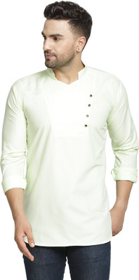 SAIFOO Men Solid Straight Kurta(Light Green)