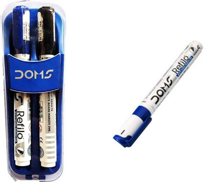 DOMS Magnetic MAGNETIC WITH MARKER Dusters and 10 Blue Whiteboard Marker(Set of 12, Black, Blue)