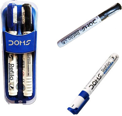 DOMS Magnetic MAGNETIC WITH MARKER Dusters with 10 Markers(Set of 10, Black, Blue)