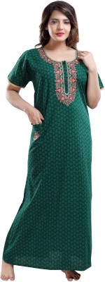 TRUNDZ Women Nighty(Green)